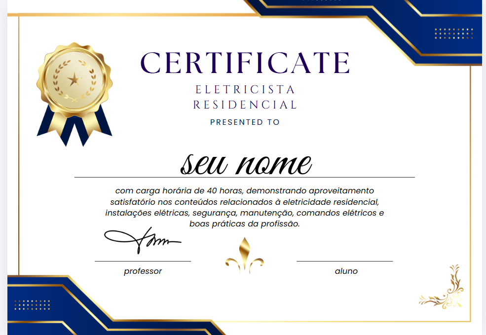 Certificado de Eletricista Residencial